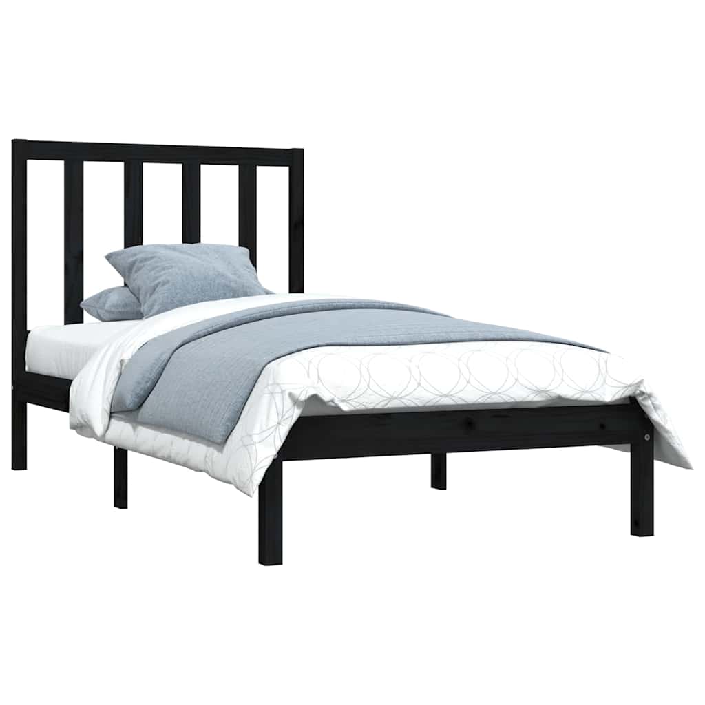 Vidaxl bedframe massief grenenhout zwart 100x200 cm