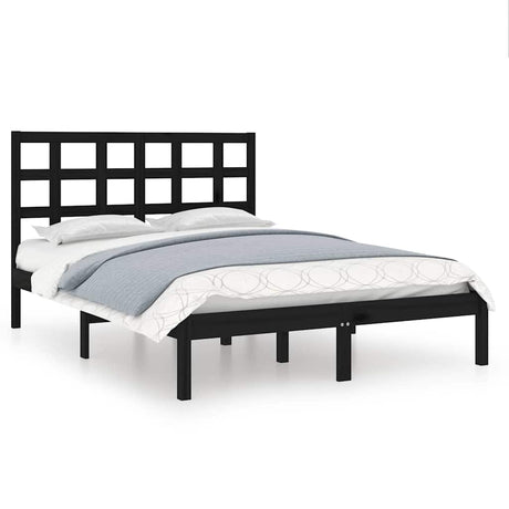 Vidaxl bedframe massief hout zwart 140x190 cm
