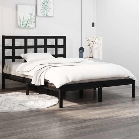 Vidaxl bedframe massief hout zwart 140x190 cm