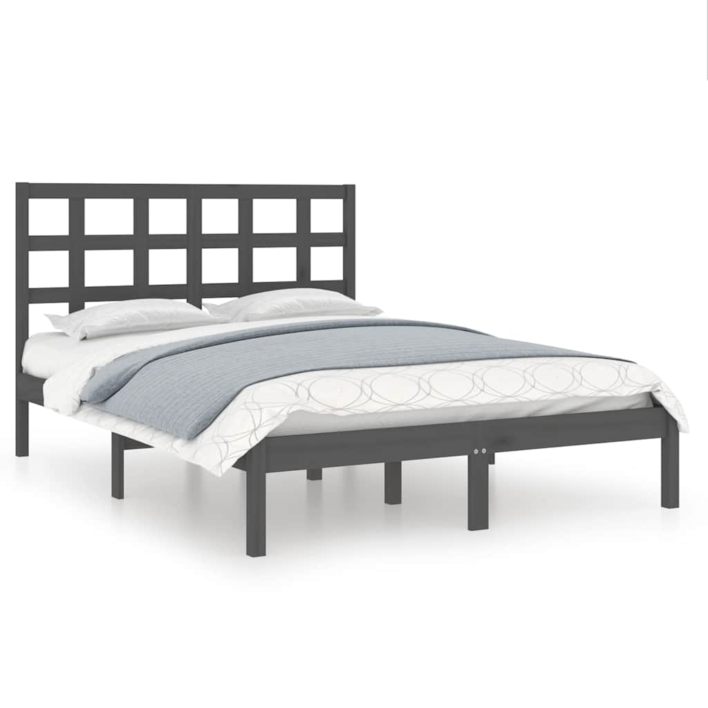 Vidaxl bedframe massief hout grijs 200x200 cm