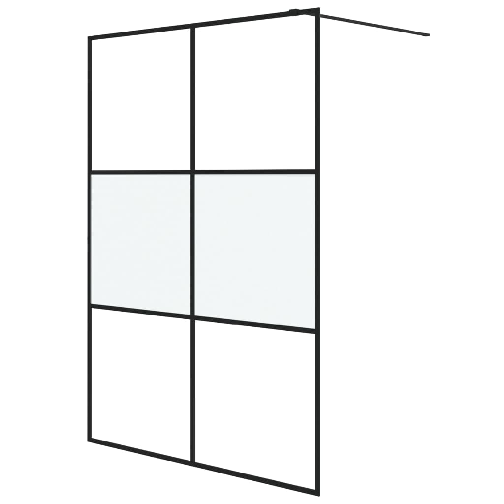 VidaXL Inloopdouchewand 140x195 cm halfmat ESG-glas zwart