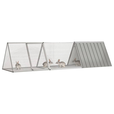 Vidaxl konijnenkooi grijs 302,5x80,5x71 cm gegalvaniseerd staal