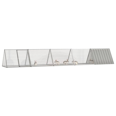 Vidaxl konijnenhok 504,5x80,5x71 cm gegalvaniseerd staal grijs