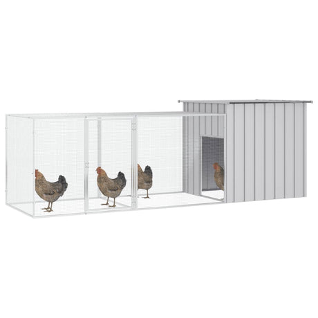 VidaXL Kippenhok 300x91x100 cm gegalvaniseerd staal grijs