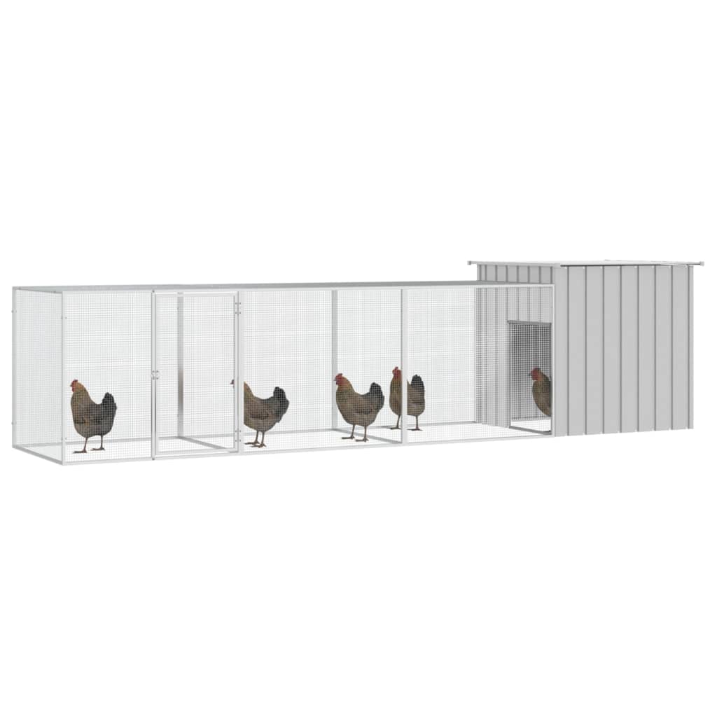 VidaXL Kippenhok 400x91x100 cm gegalvaniseerd staal grijs