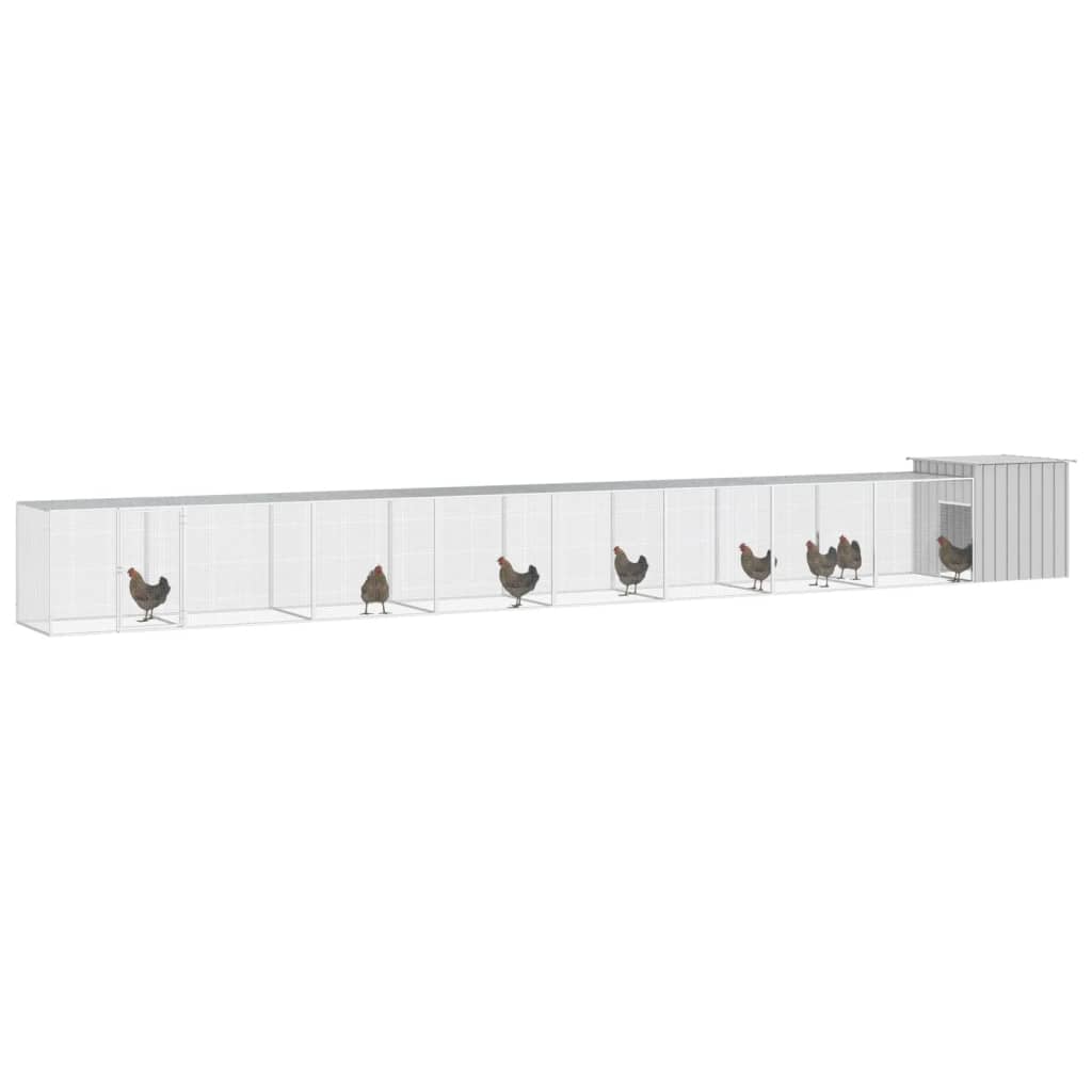 VidaXL Kippenhok 900x91x100 cm gegalvaniseerd staal grijs