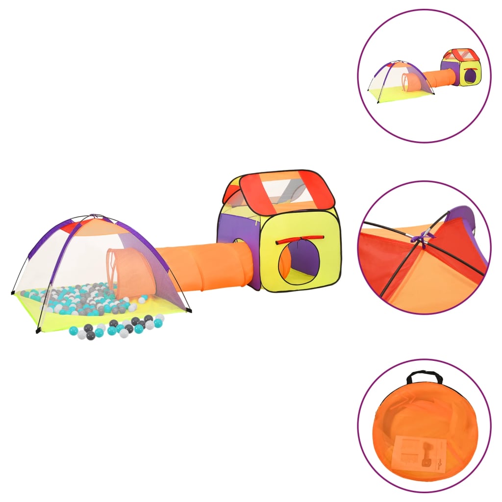 VidaXL Kinderspeeltent met 250 ballen 338x123x111 cm meerkleurig