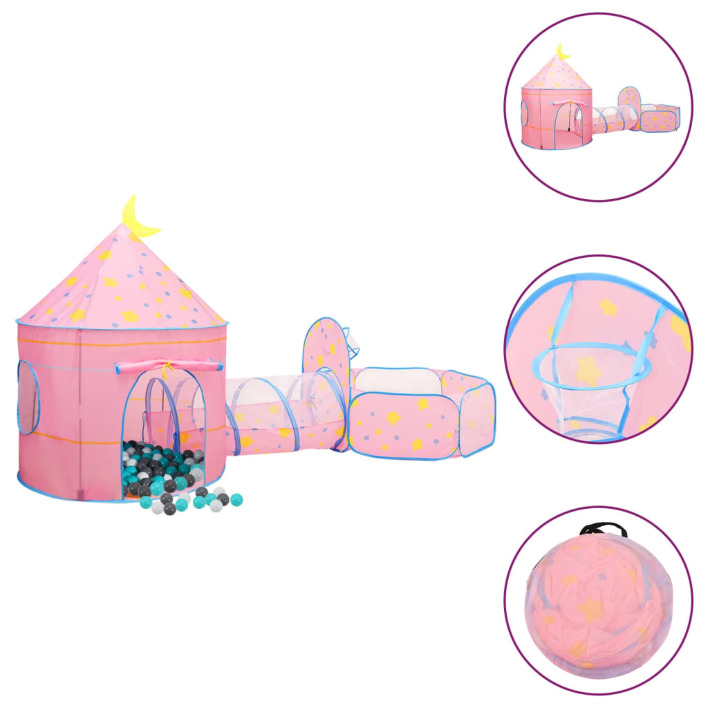 VidaXL Kinderspeeltent met 250 ballen 301x120x128 cm roze