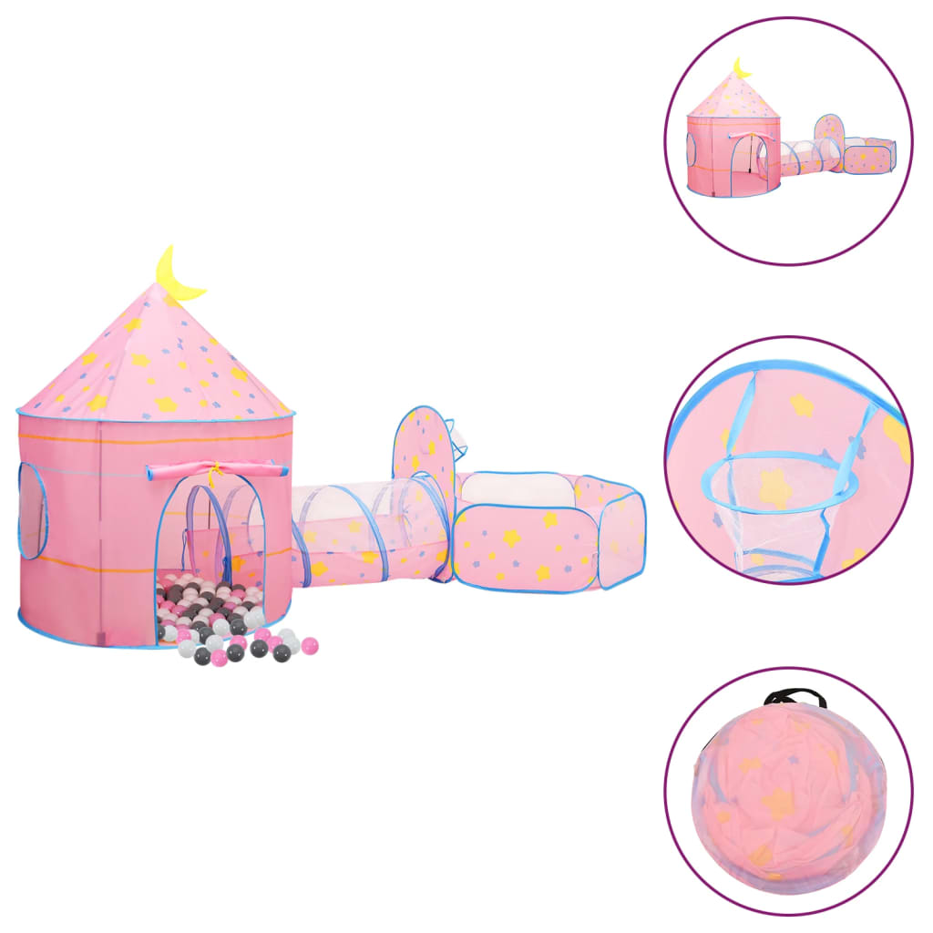 VidaXL Kinderspeeltent met 250 ballen 301x120x128 cm roze