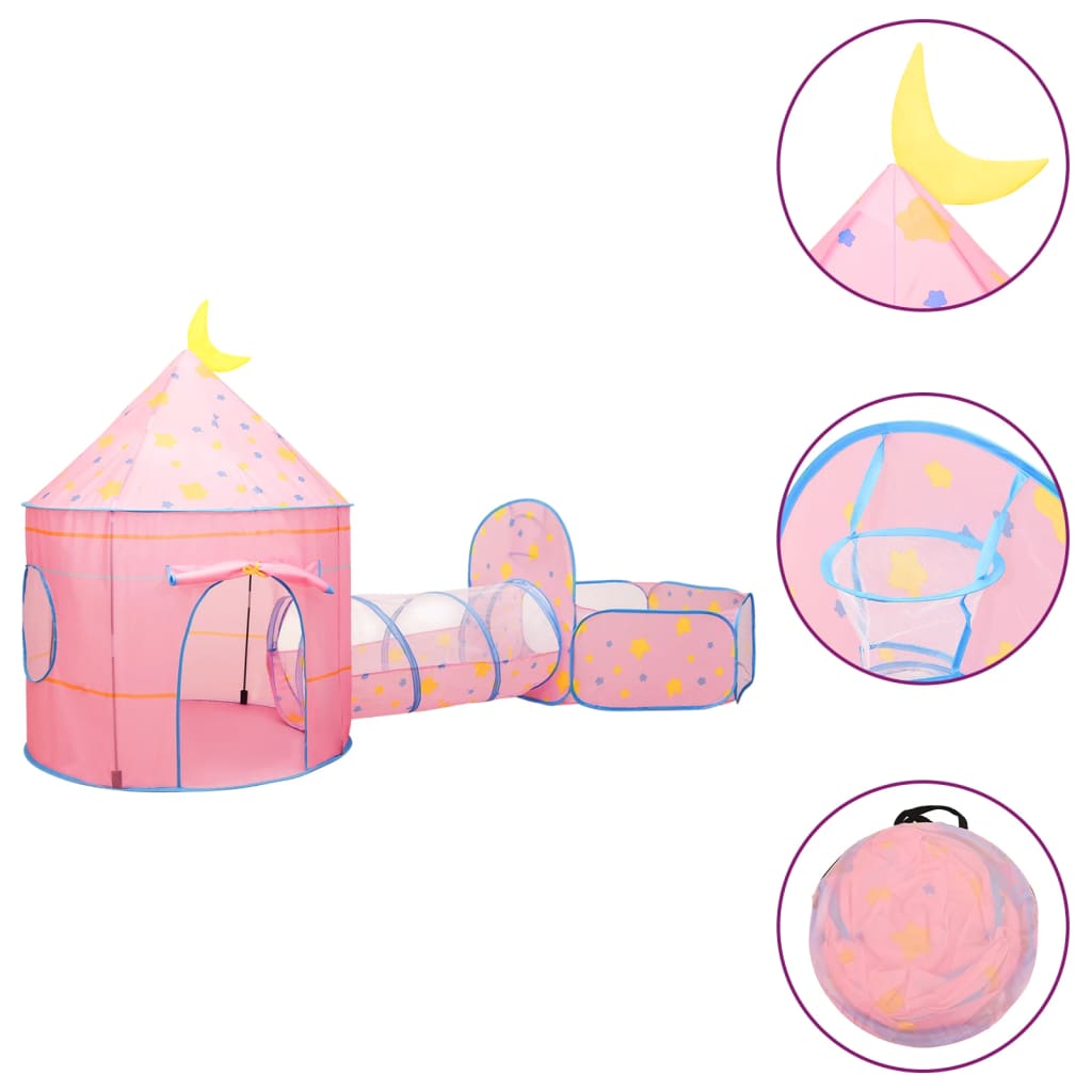 VidaXL Kinderspeeltent met 250 ballen 301x120x128 cm roze