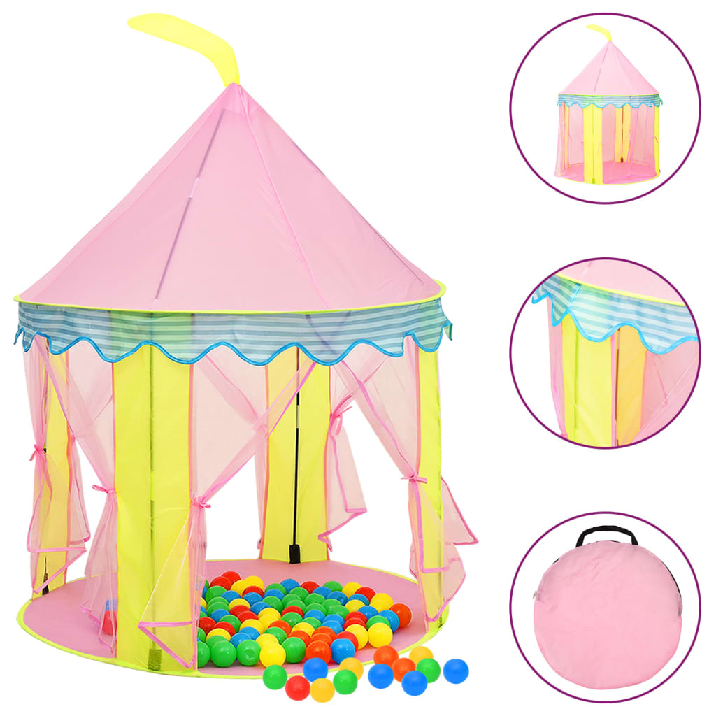 VidaXL Kinderspeeltent met 250 ballen 100x100x127 cm roze