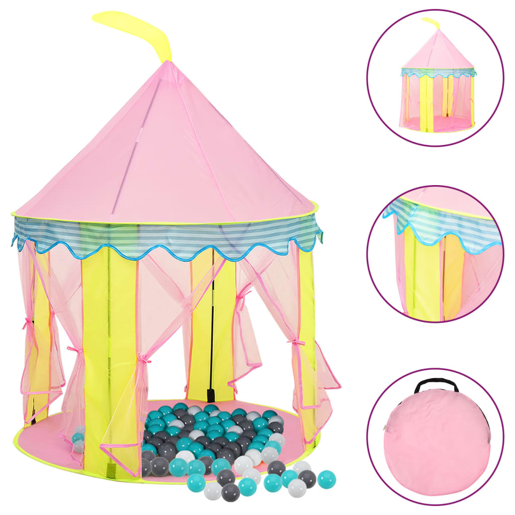 VidaXL Kinderspeeltent met 250 ballen 100x100x127 cm roze