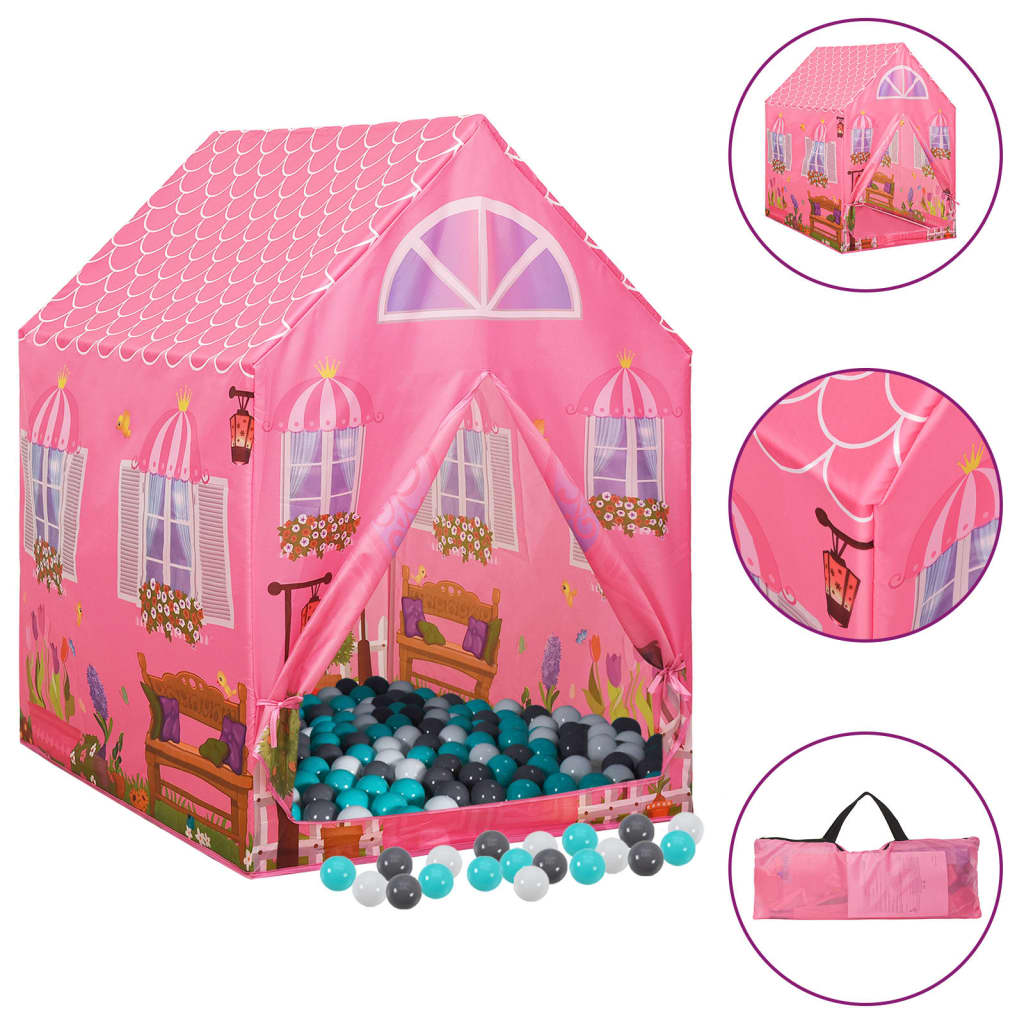 VidaXL Kinderspeeltent met 250 ballen 69x94x104 cm roze