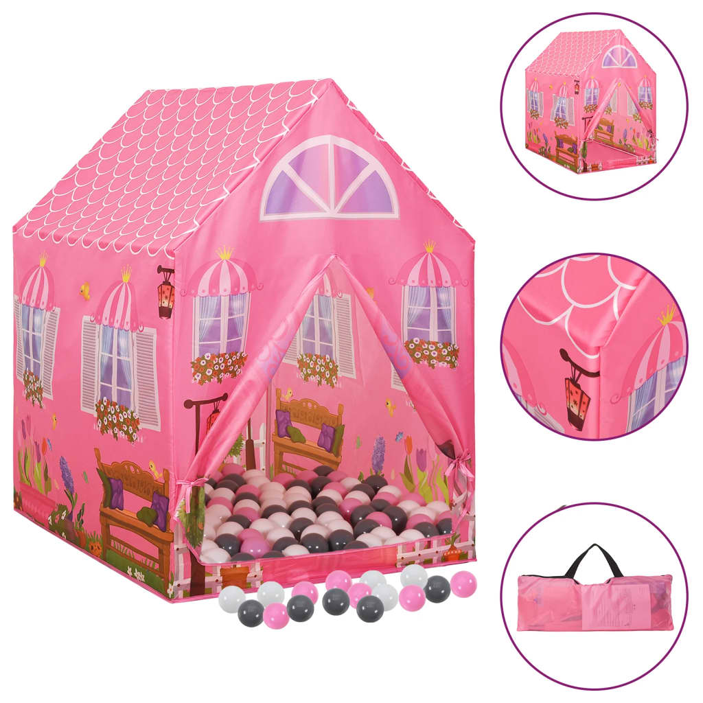 VidaXL Kinderspeeltent met 250 ballen 69x94x104 cm roze