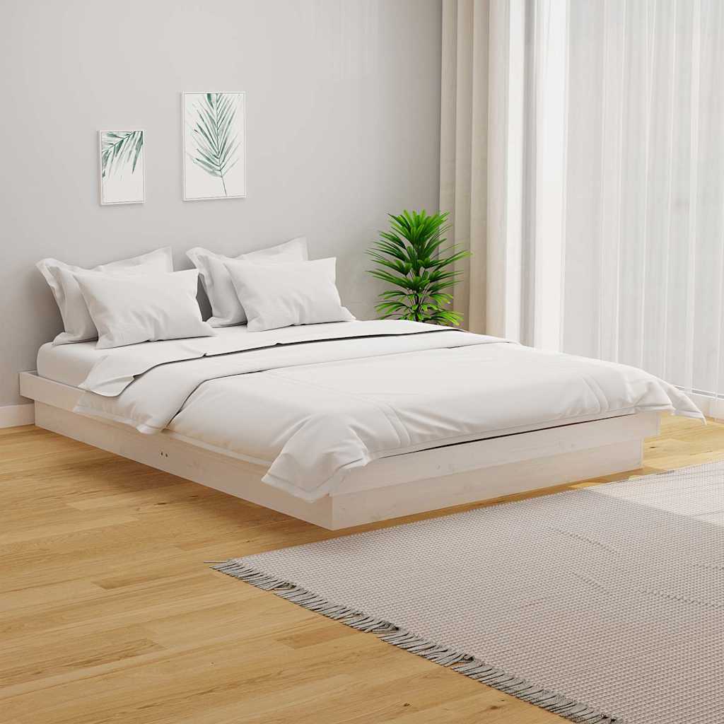 Vidaxl bedframe massief hout wit 135x190 cm