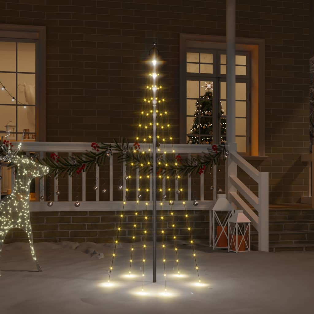 Vidaxl vlaggenmast kerstboom 108 led's warmwit 180 cm