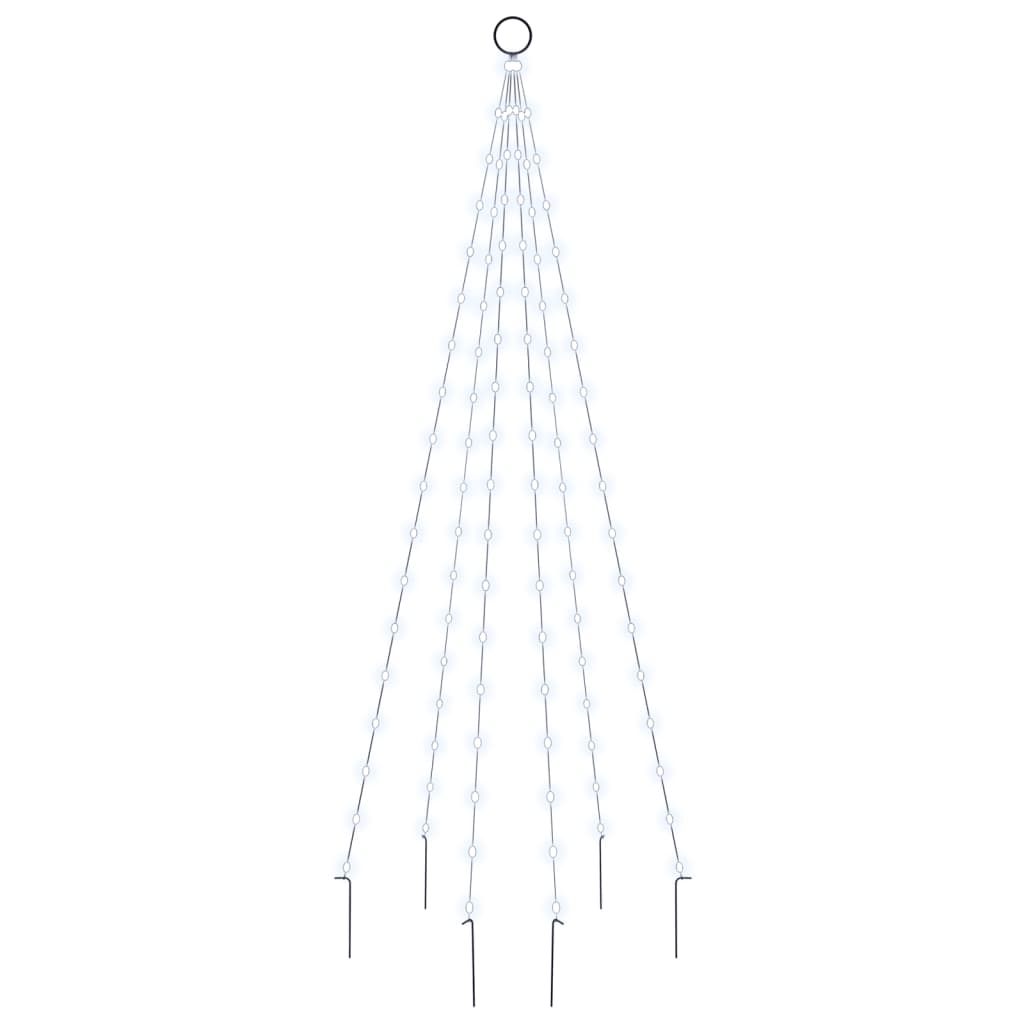 VidaXL Vlaggenmast kerstboom 108 LED's koudwit 180 cm