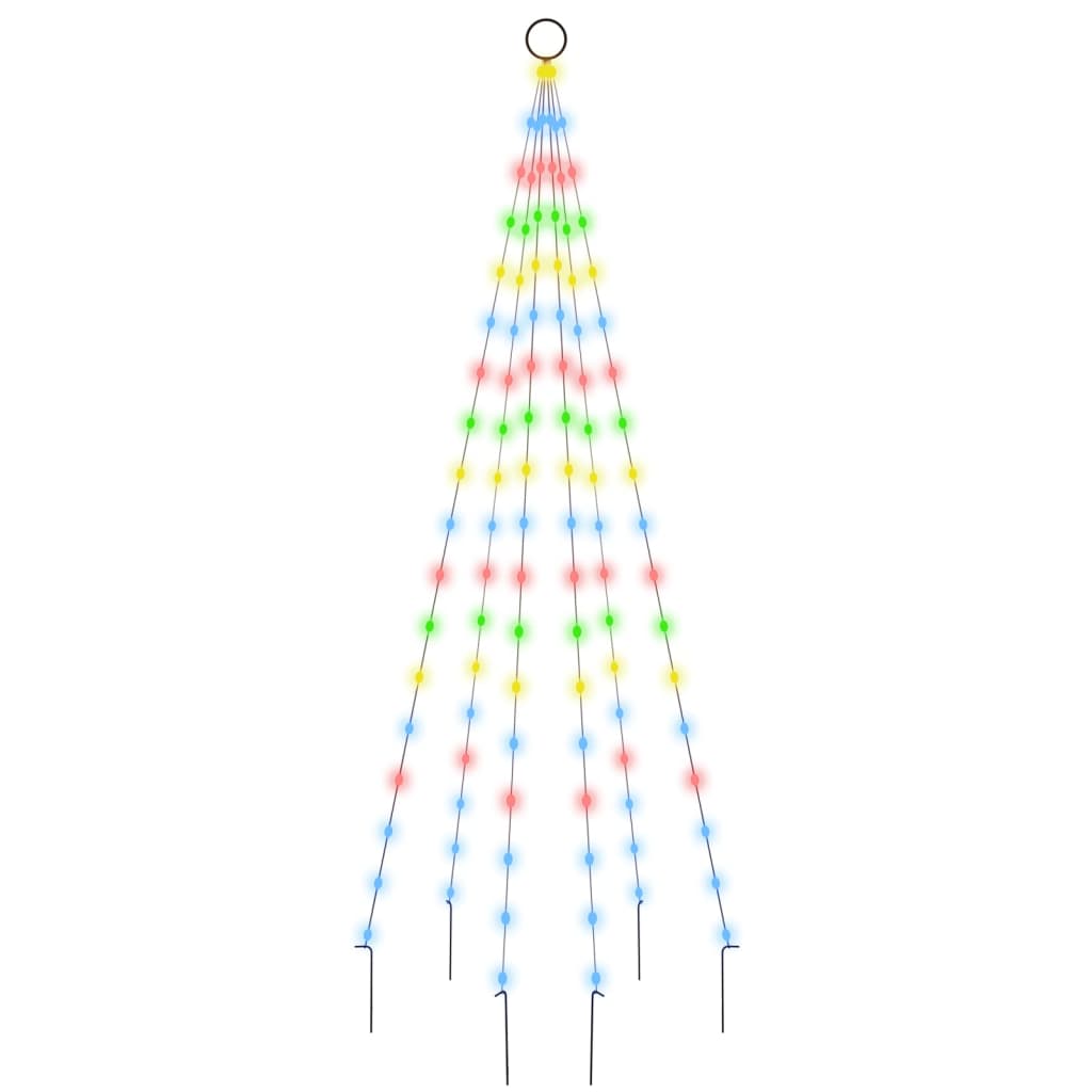 VidaXL Vlaggenmast kerstboom 108 LED's meerkleurig 180 cm