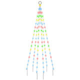 VidaXL Vlaggenmast kerstboom 108 LED's meerkleurig 180 cm