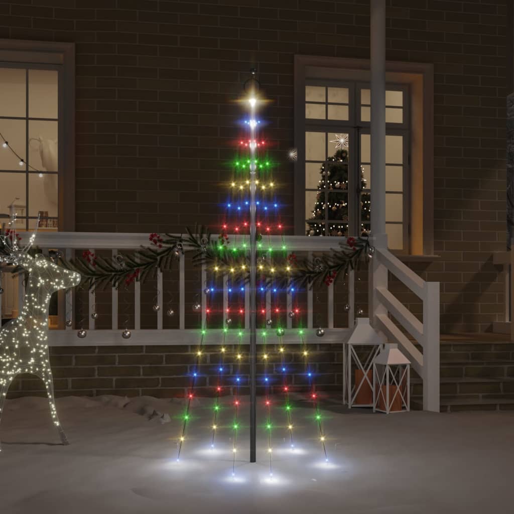 VidaXL Vlaggenmast kerstboom 108 LED's meerkleurig 180 cm