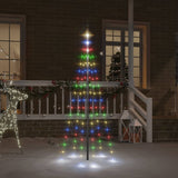 VidaXL Vlaggenmast kerstboom 108 LED's meerkleurig 180 cm