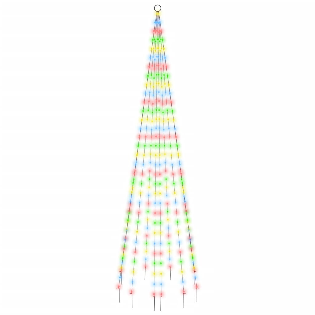 VidaXL Vlaggenmast kerstboom 310 LED's meerkleurig 300 cm