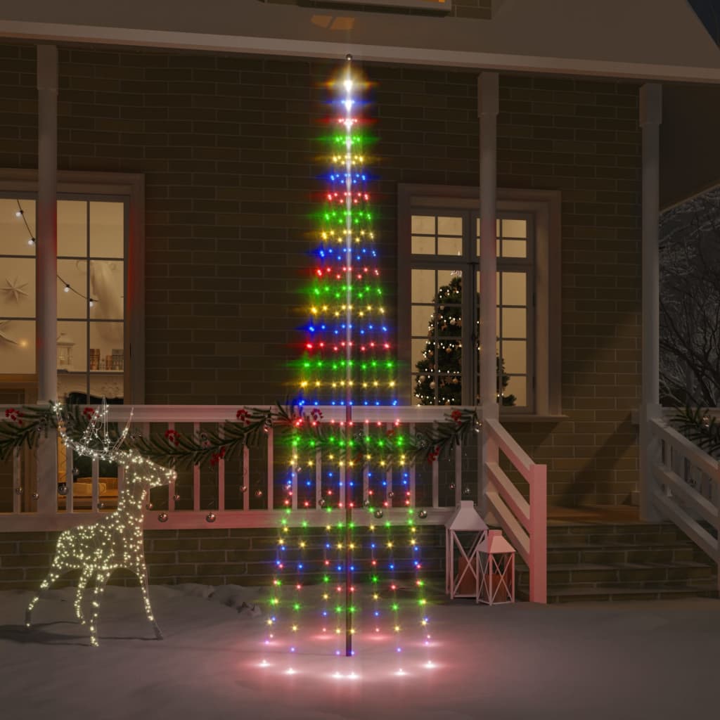 VidaXL Vlaggenmast kerstboom 310 LED's meerkleurig 300 cm