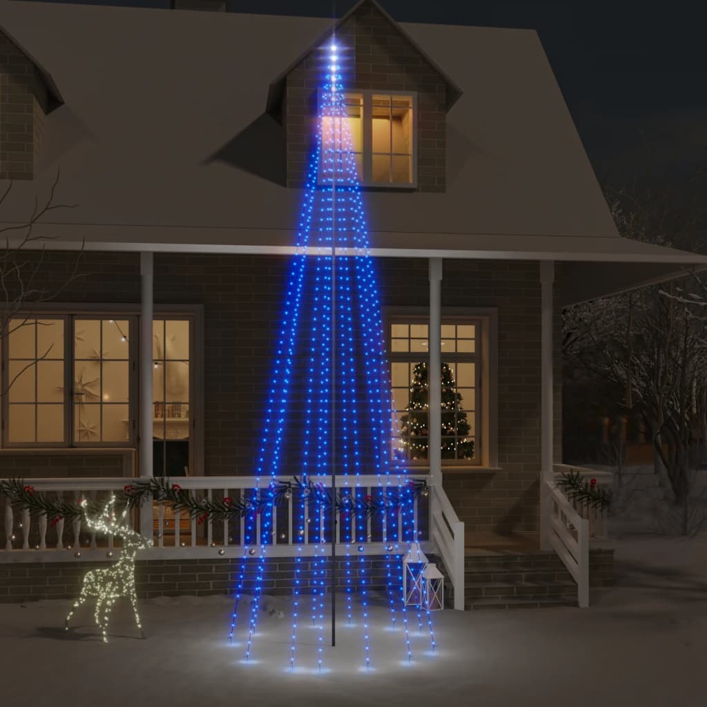 Vidaxl vlaggenmast kerstboom 732 led's blauw 500 cm