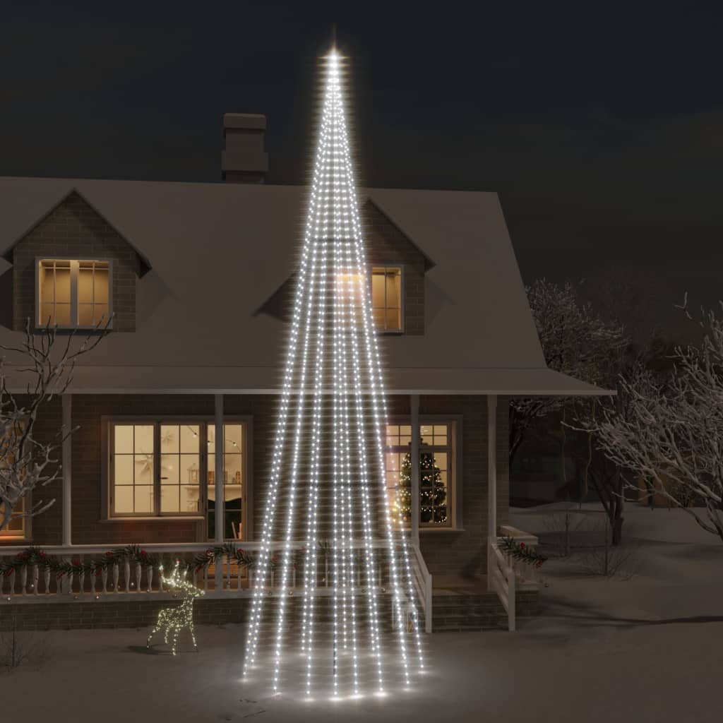 VidaXL Vlaggenmast kerstboom 1134 LED's koudwit 800 cm