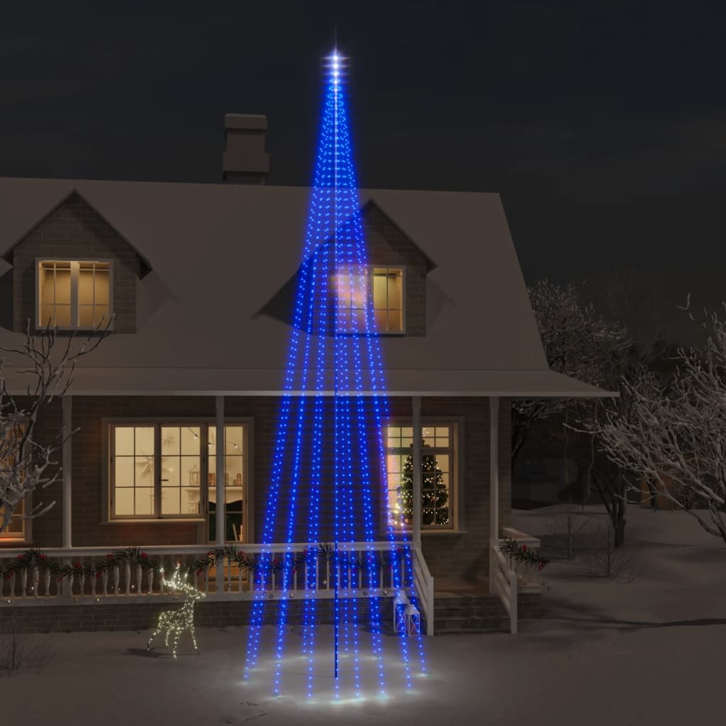 VidaXL Vlaggenmast kerstboom 1134 LED's blauw 800 cm