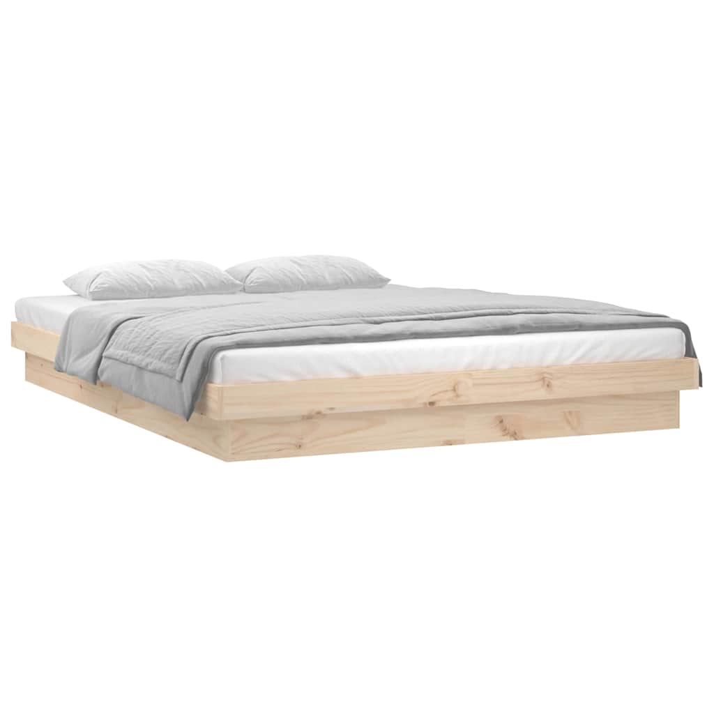 Vidaxl bedframe led massief hout 200x200 cm