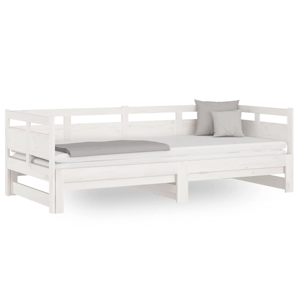 Vidaxl slaapbank uitschuifbaar massief grenenhout wit 2x(90x190) cm