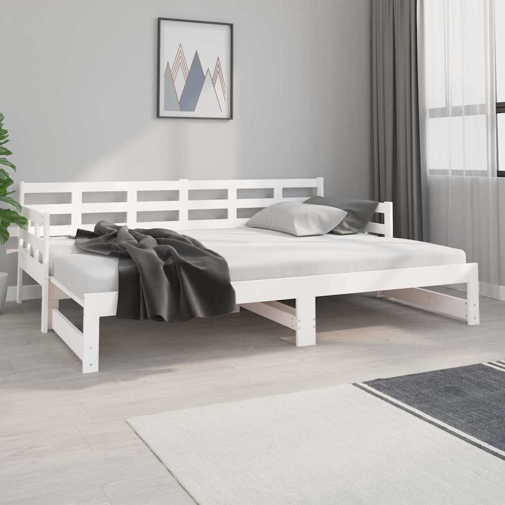 Vidaxl slaapbank uitschuifbaar massief grenenhout wit 2x(80x200) cm