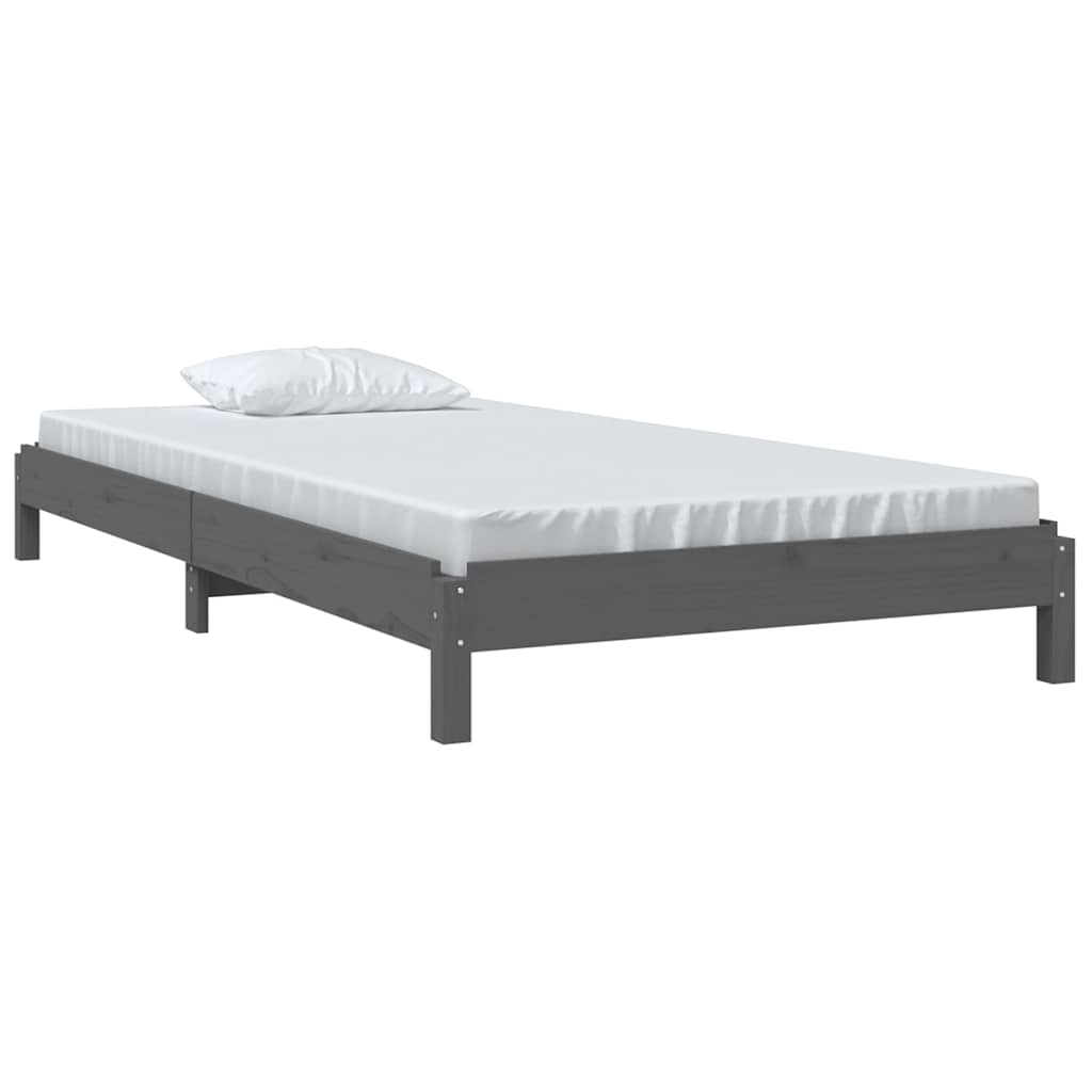 Vidaxl bed stapelbaar 75x190 cm massief grenenhout grijs