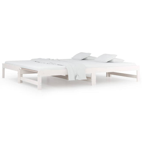 Vidaxl slaapbank uitschuifbaar 2x(80x200) cm massief grenenhout wit