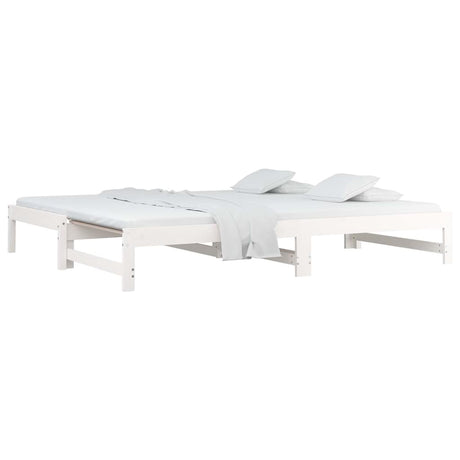 Vidaxl slaapbank uitschuifbaar 2x(80x200) cm massief grenenhout wit