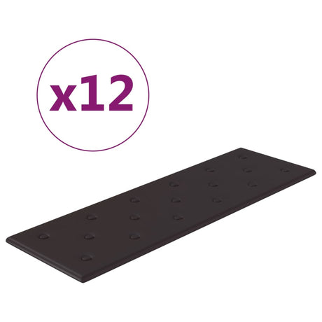 VidaXL Wandpanelen 12 st 3,24 m² 90x30 cm kunstleer zwart