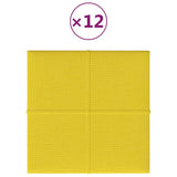 VidaXL Wandpanelen 12 st 1,08 m² 30x30 cm stof lichtgeel