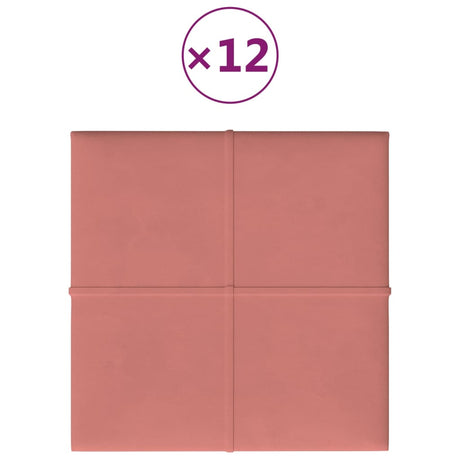 VidaXL Wandpanelen 12 st 1,08 m² 30x30 cm fluweel roze