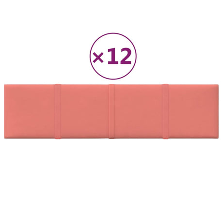 VidaXL Wandpanelen 12 st 1,08 m² 60x15 cm fluweel roze