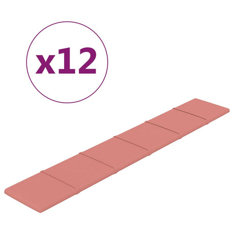 VidaXL Wandpanelen 12 st 1,62 m² 90x15 cm fluweel roze