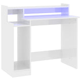 Vidaxl bureau met led-verlichting 97x45x90 cm hout hoogglans wit