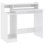 Vidaxl bureau met led-verlichting 97x45x90 cm hout hoogglans wit