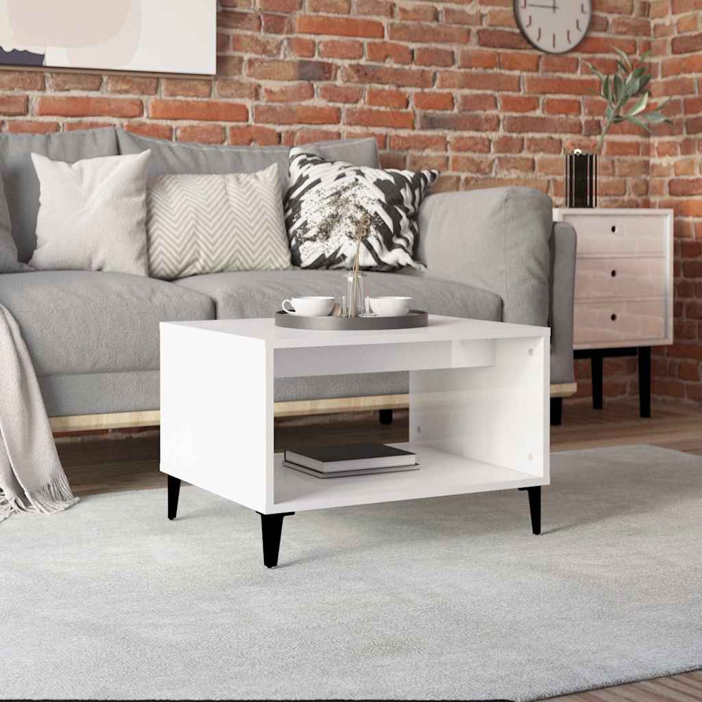 Vidaxl salontafel 60x50x40 cm bewerkt hout hoogglans wit