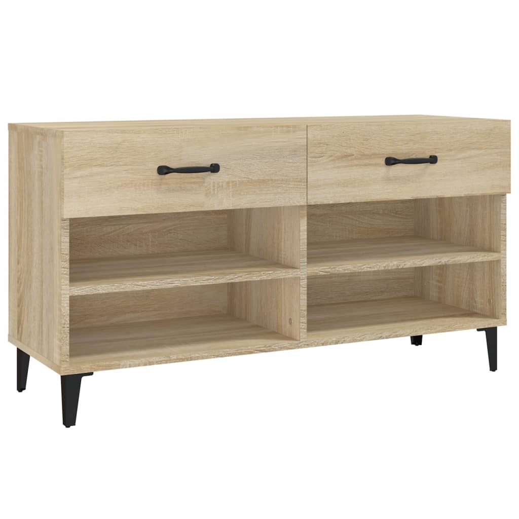 Vidaxl schoenenkast 102x35x55 cm bewerkt hout sonoma eikenkleurig