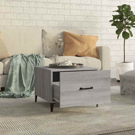 Vidaxl salontafels 2 st met metalen poten 50x50x40 cm grijs sonoma