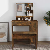 Vidaxl kaptafel met spiegel 86,5x35x136 cm gerookt eikenkleurig