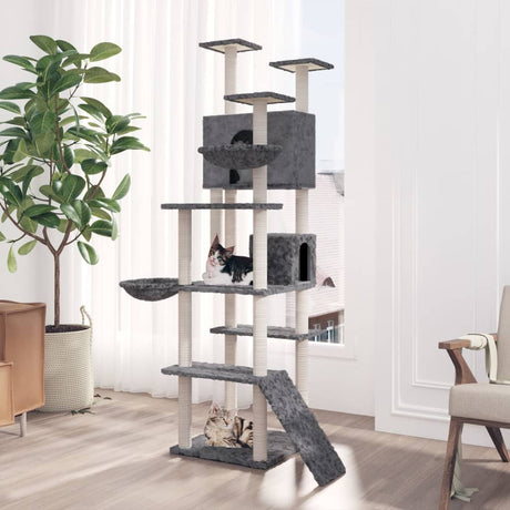 Vidaxl kattenmeubel met sisal krabpalen 191 cm donkergrijs