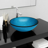 Vidaxl wasbak 42x14 cm gehard glas blauw