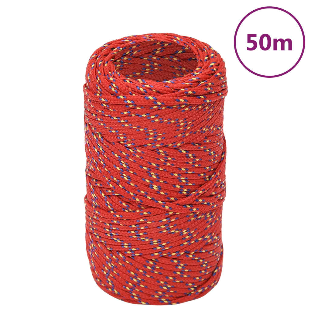 Vidaxl boottouw 2 mm 50 m polypropyleen rood